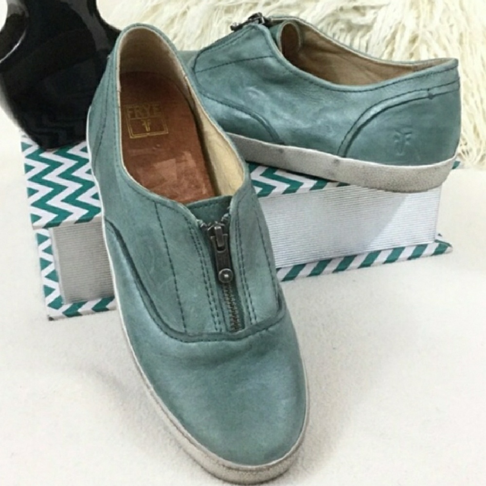 Frye Dylan Leather Sneakers 8.5 Green/Teal